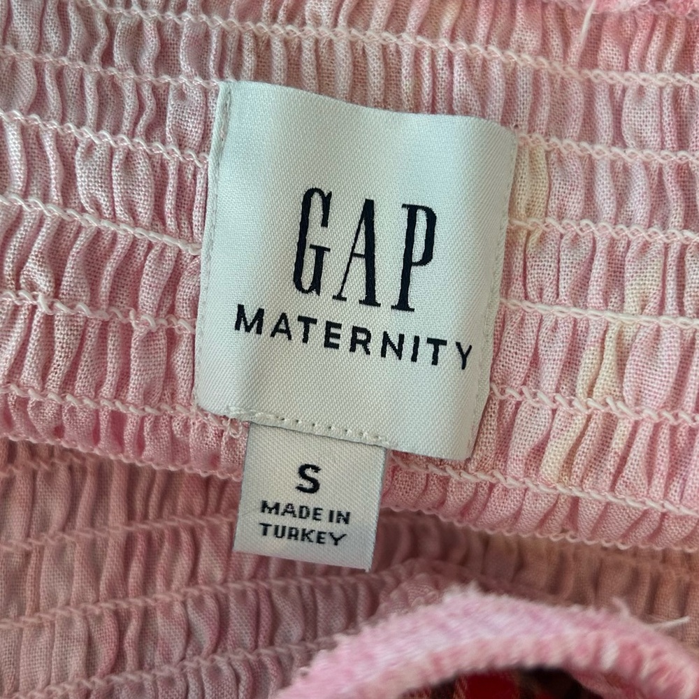 GAP Maternity Pink Floral Smocked Tiered Maxi Sun Dress Comfortable Bright - Picture 3 of 11